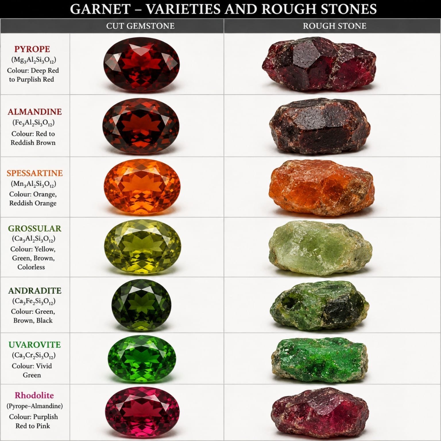 Garnet varieties and rough stones